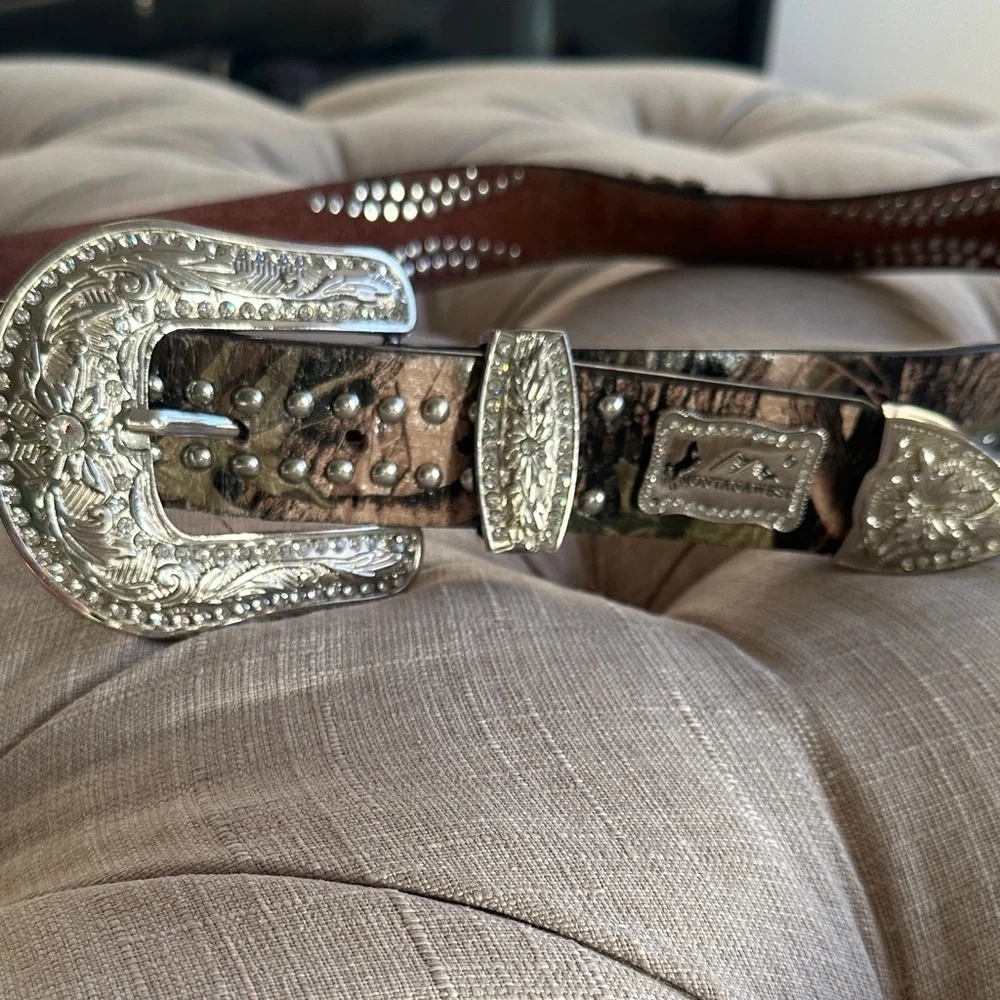 Montana West Brown and Silver Women's Belt